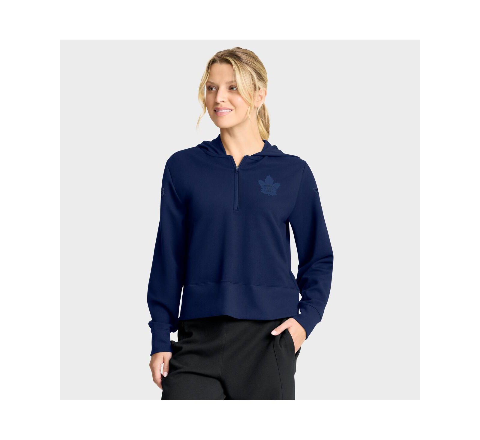 Женское худи Fanatics Navy Toronto Maple Leafs Authentic Pro Road Tri-Blend Quarter-Zip