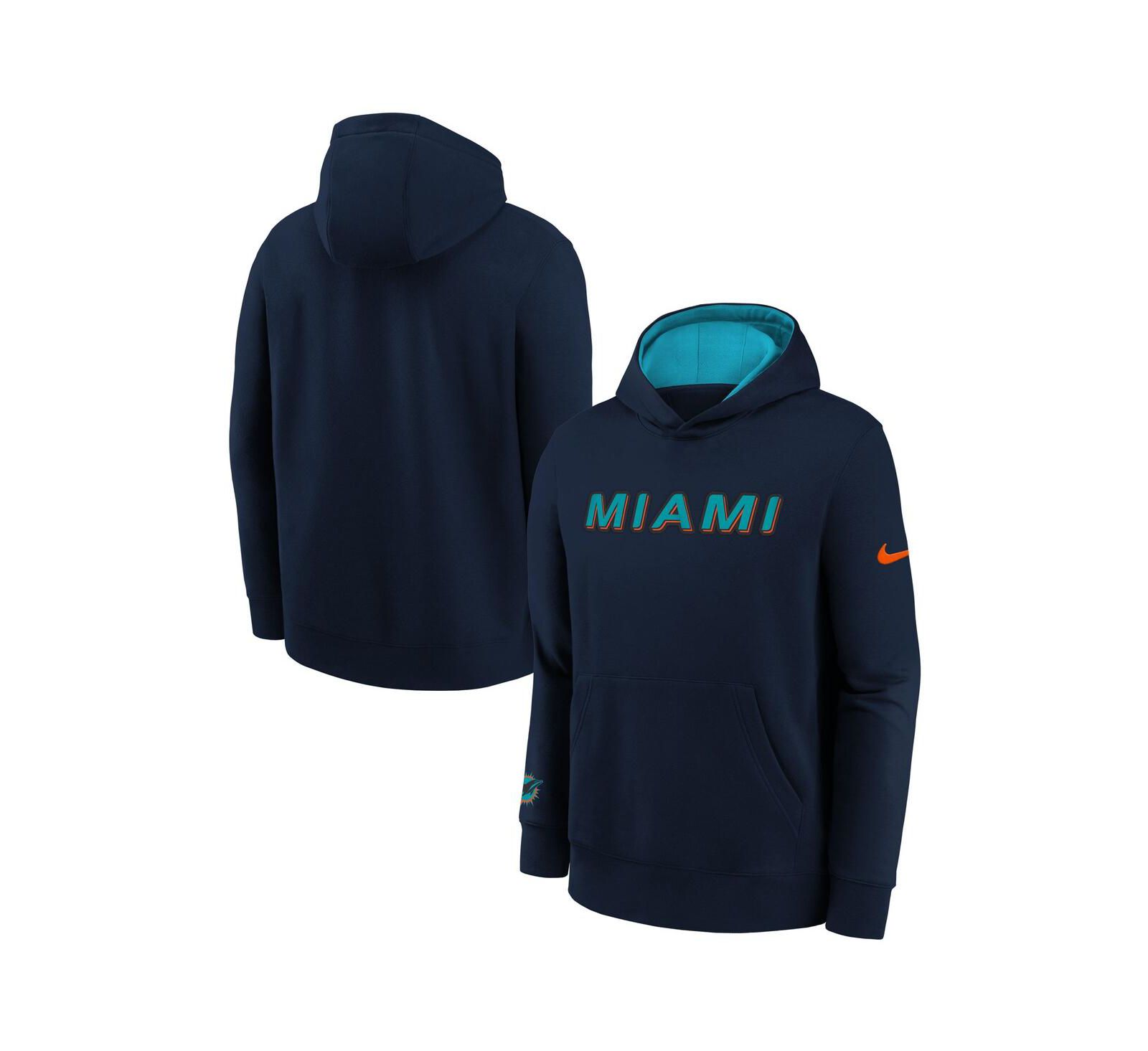 Детское худи Nike Big Boys and Girls Pitch Blue Miami Dolphins 2025 Rivalries Collection Club