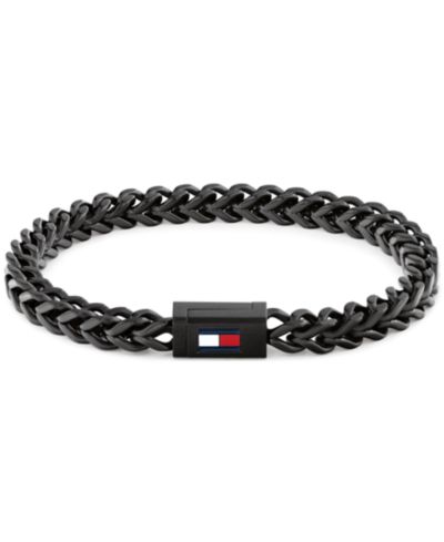 Tommy Hilfiger Men's Black Ion-Plating Stainless Steel Braided Bracelet