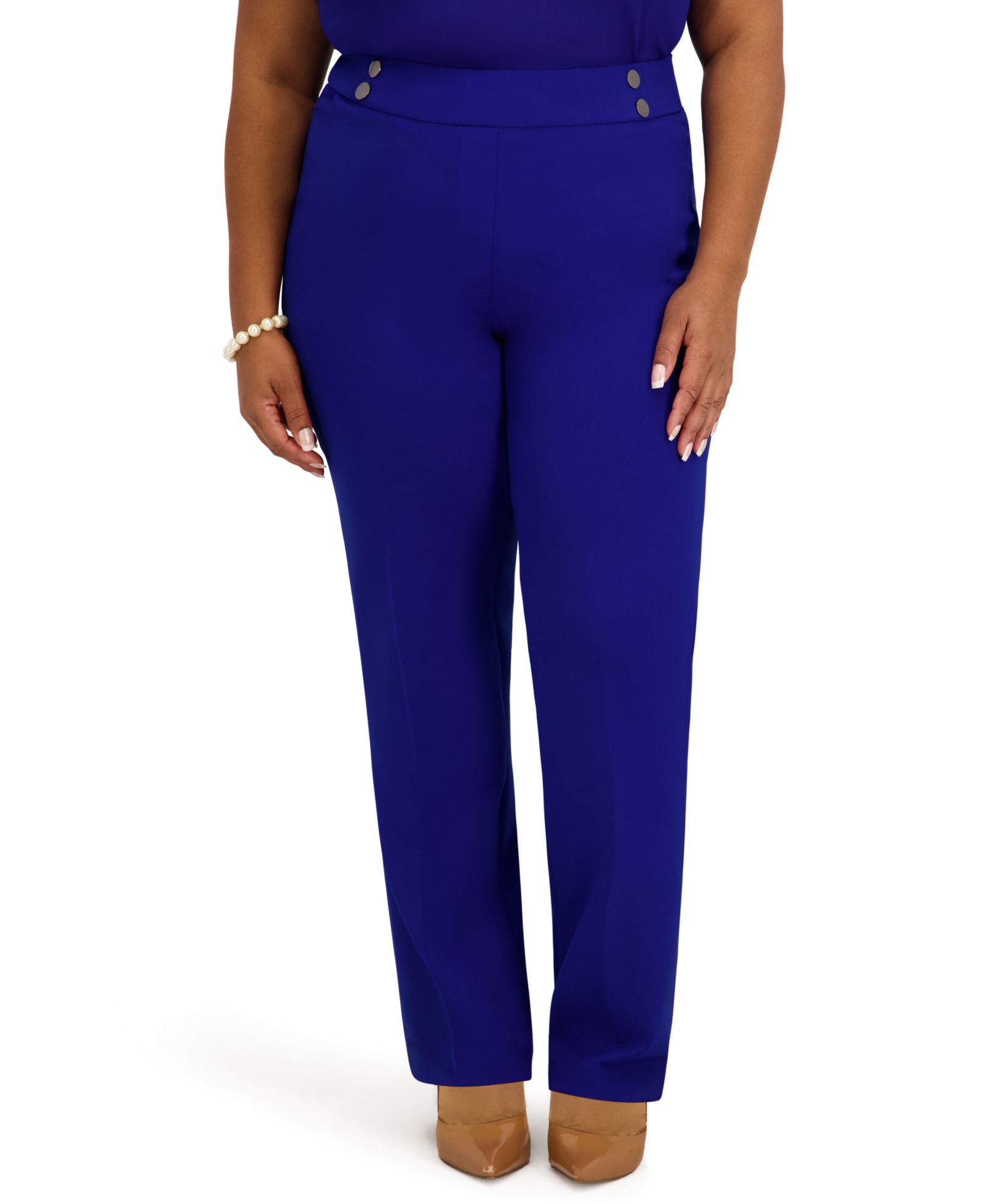 Kasper Women's Mid-Rise Pull-On Extend Tab Trousers