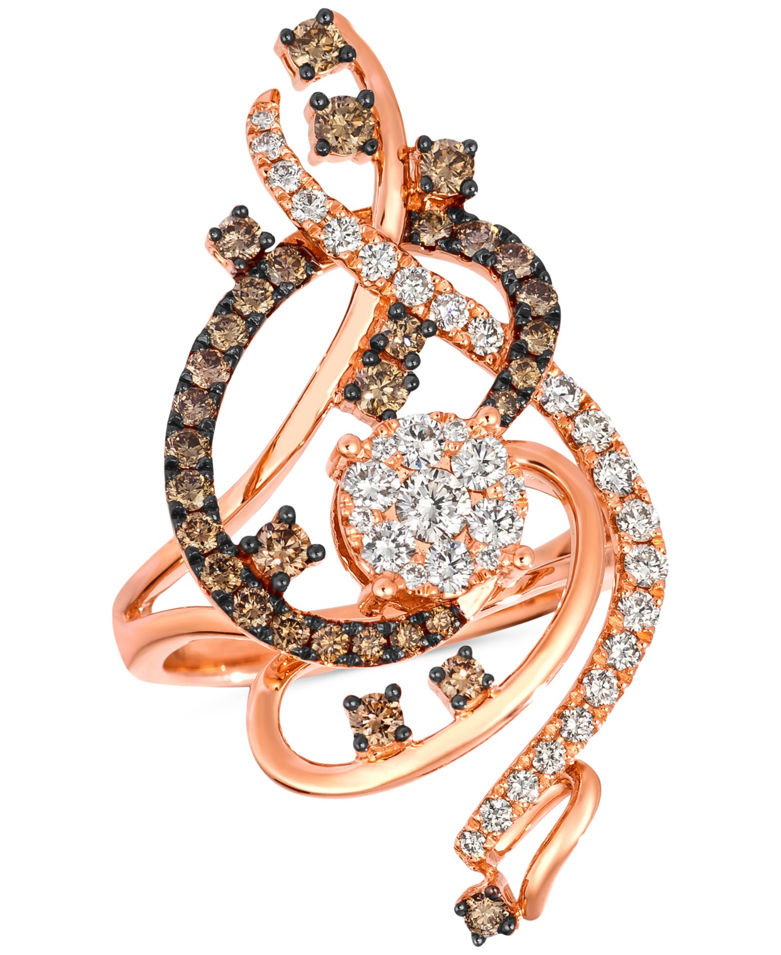 Le Vian Crazy Collection® Chocolate Diamond & Nude Diamond Swirl Statement Ring (1-1/2 ct. t.w.) in 14k Honey and Strawberry Gold