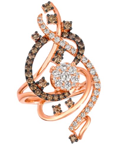 Le Vian Crazy Collection® Chocolate Diamond & Nude Diamond Swirl Statement Ring (1-1/2 ct. t.w.) in 14k Honey and Strawberry Gold