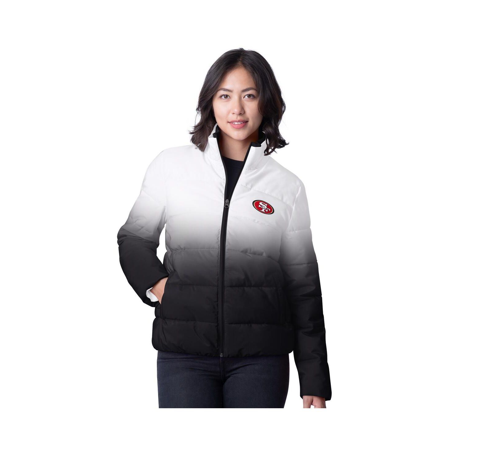 Куртка G-III 4Her by Carl Banks Women's Black San Francisco 49ers Overtime Ombre Full-Zip Puffer