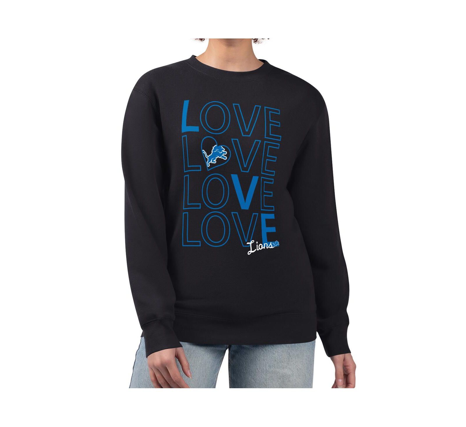 Женская флисовая толстовка G-III 4Her by Carl Banks Black Detroit Lions Lots of Love Graphic Pullover