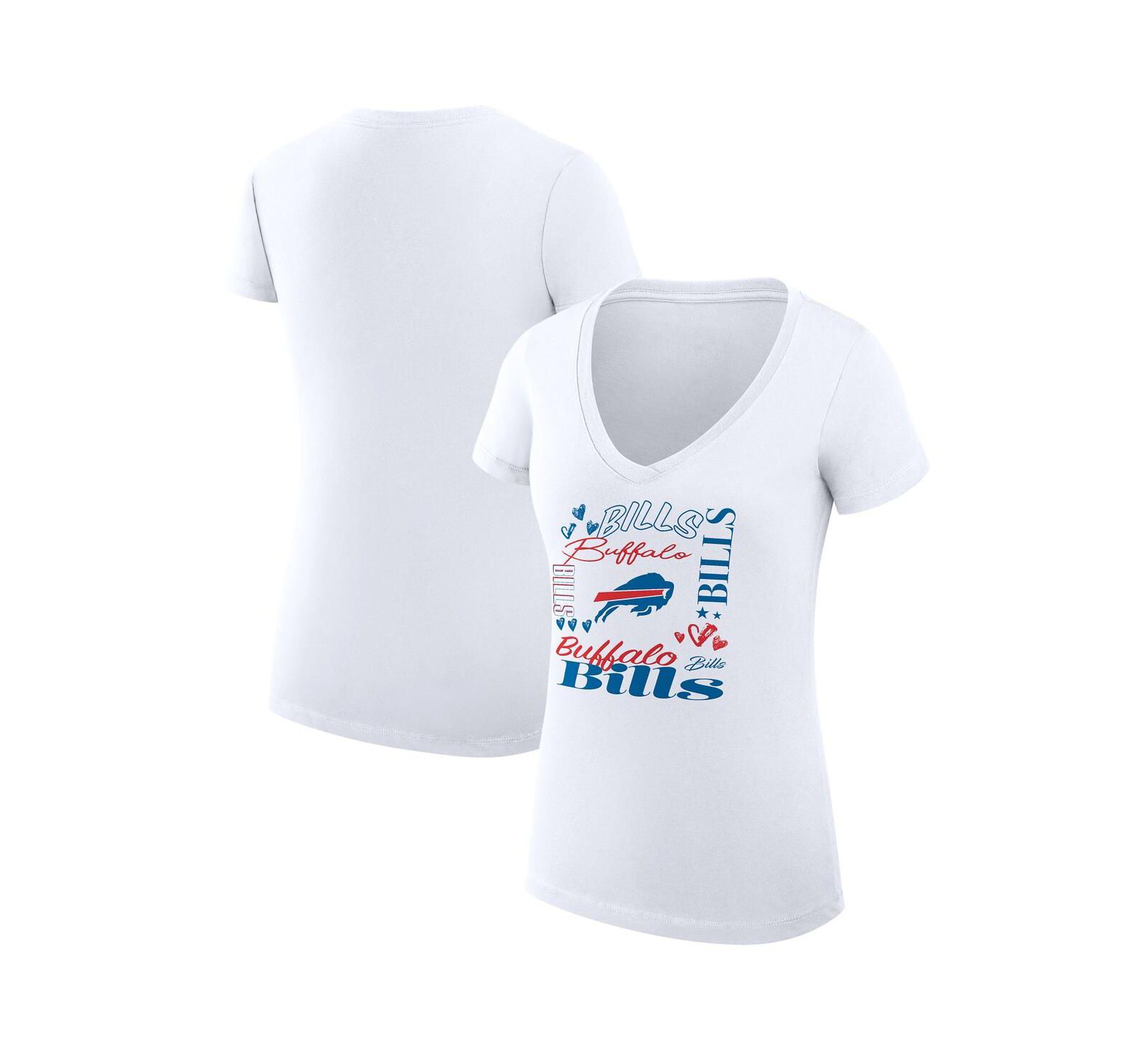 Женская V-образная футболка G-III 4Her by Carl Banks White Buffalo Bills Super-Slim Fit Lightweight