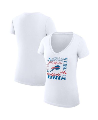 Женская V-образная футболка G-III 4Her by Carl Banks White Buffalo Bills Super-Slim Fit Lightweight