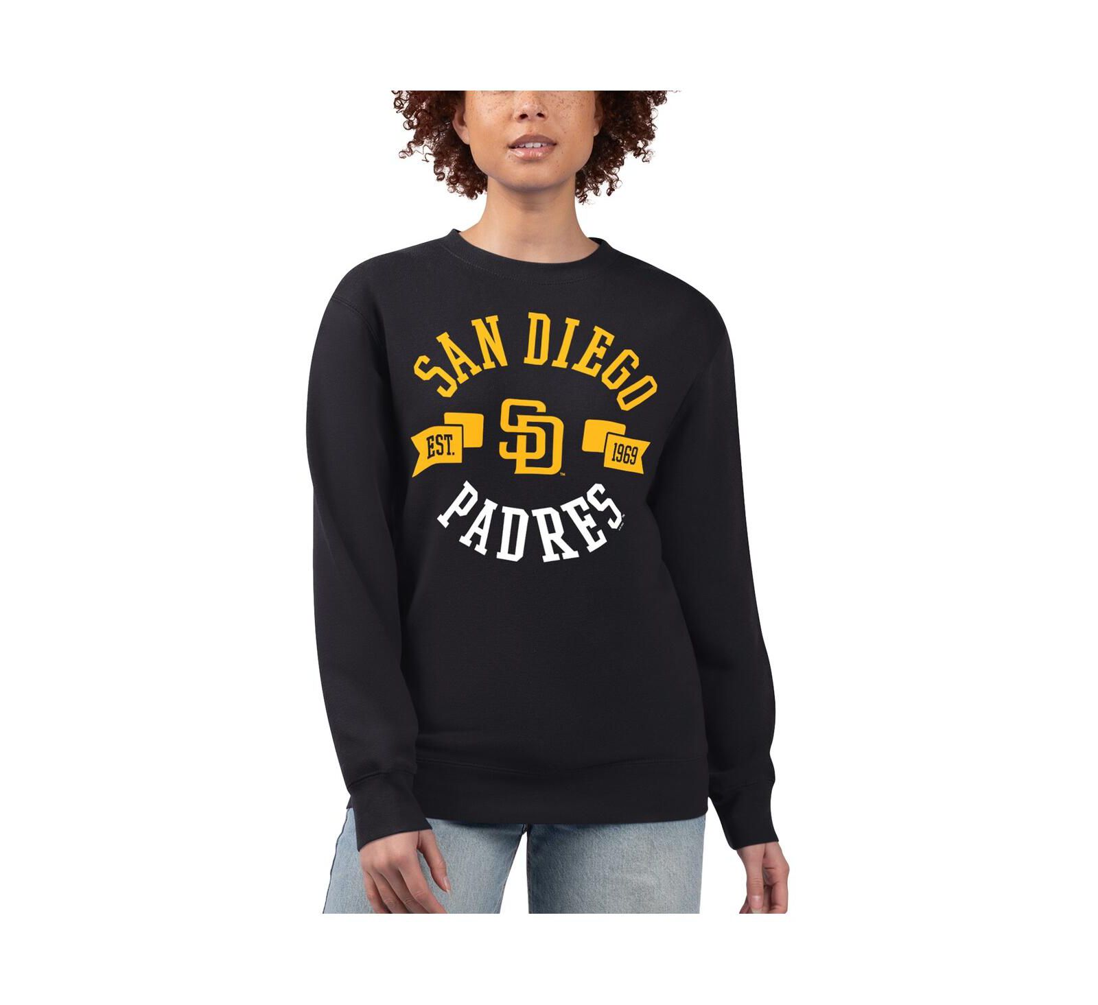 G-III 4Her by Carl Banks Women's Black San Diego Padres Team Logo Fleece Pullover Sweatshirt
