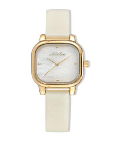 ETTIKA Classic Square Gold Plated Leather Watch, 85mm