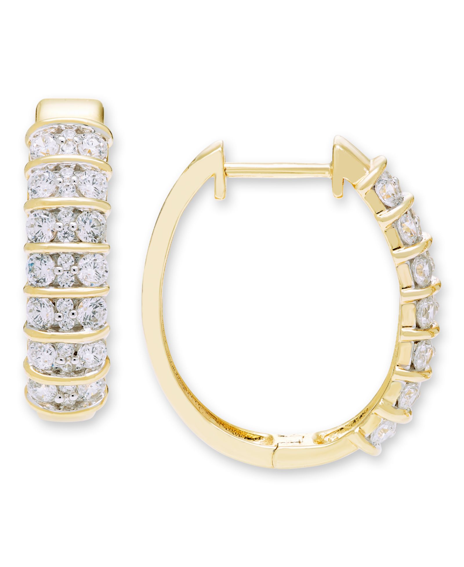 Серьги-кольца Macy's с бриллиантами (1 ct. t.w.) в желтом золоте 10k