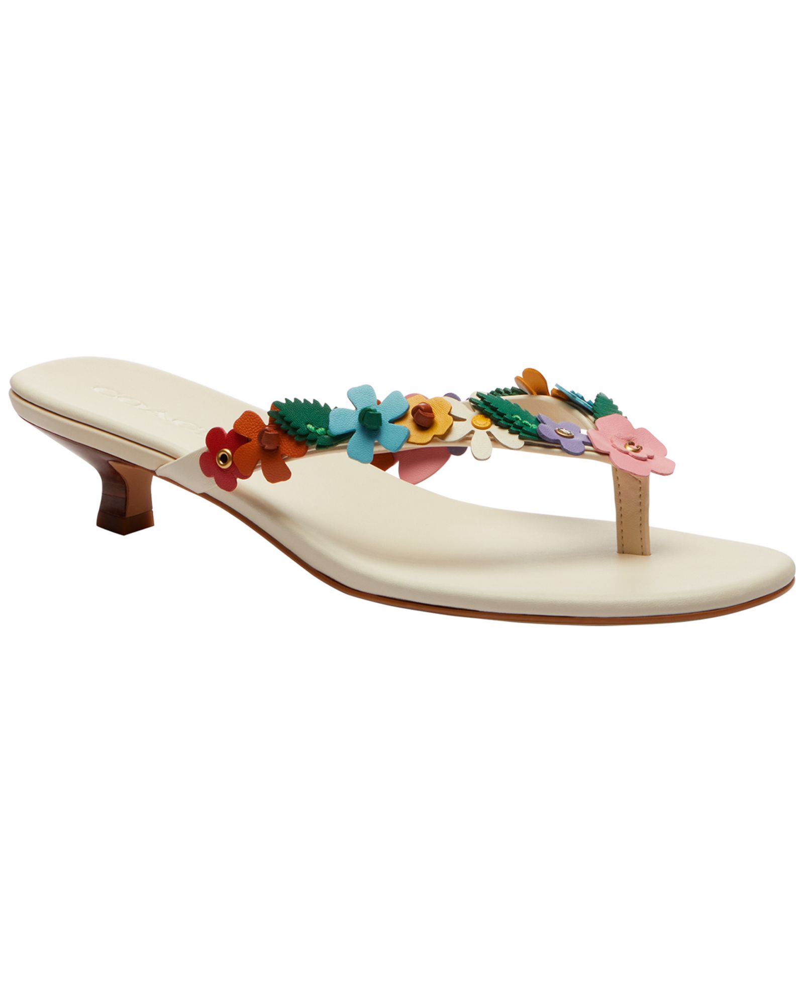 COACH Women's Tea Rose Kitten Heel Thong Sandals