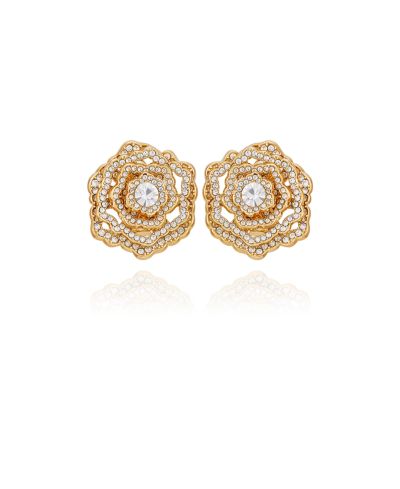 GUESS Glass Stone Floral Stud Earrings