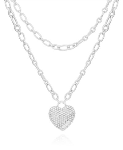 GUESS Glass Stone Heart Pendant Necklace