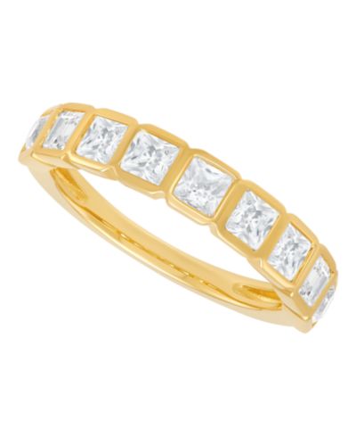 Macy's Lab Grown White Sapphire Band Ring (1-5/8 ct. t.w.) in 14k Yellow Gold-Plated Sterling Silver