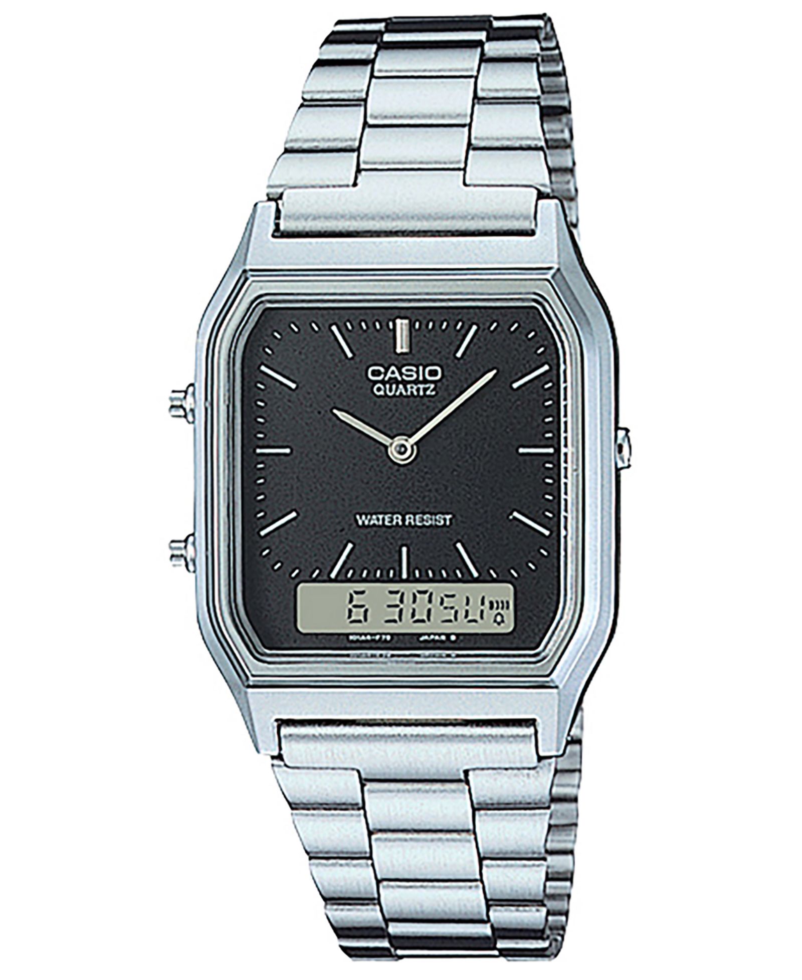 Часы Casio Unisex Analog Digital Silver-Tone Stainless Steel 29.8mm