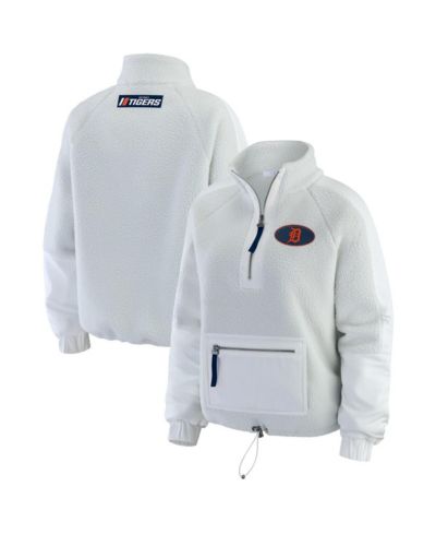 WEAR by Erin Andrews Women's Gray Detroit Tigers Polar Fleece Quarter-Zip Jacket