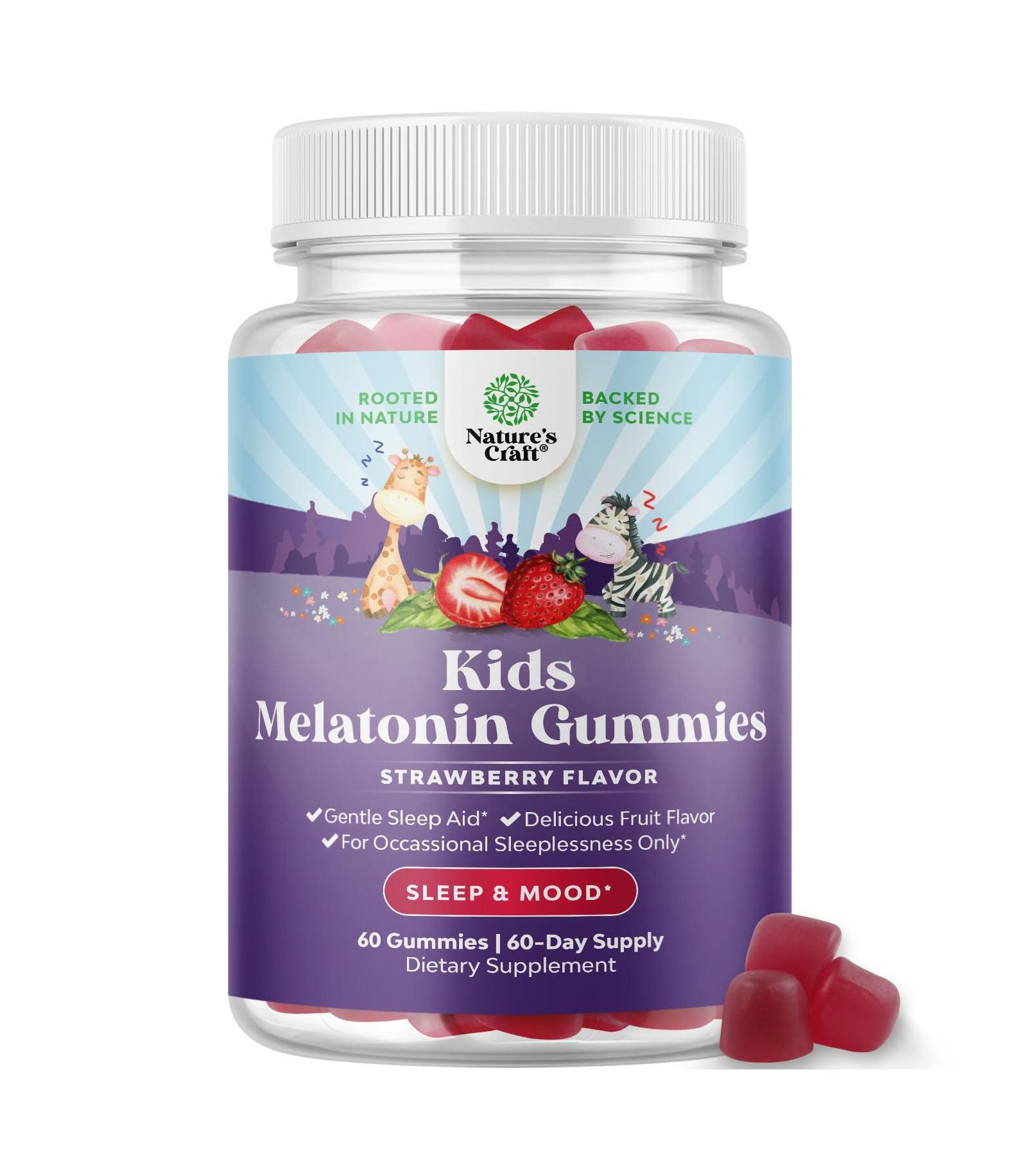 Nature's Craft Melatonin Gummies Детские жевательные витамины с мелатонином, 60 шт