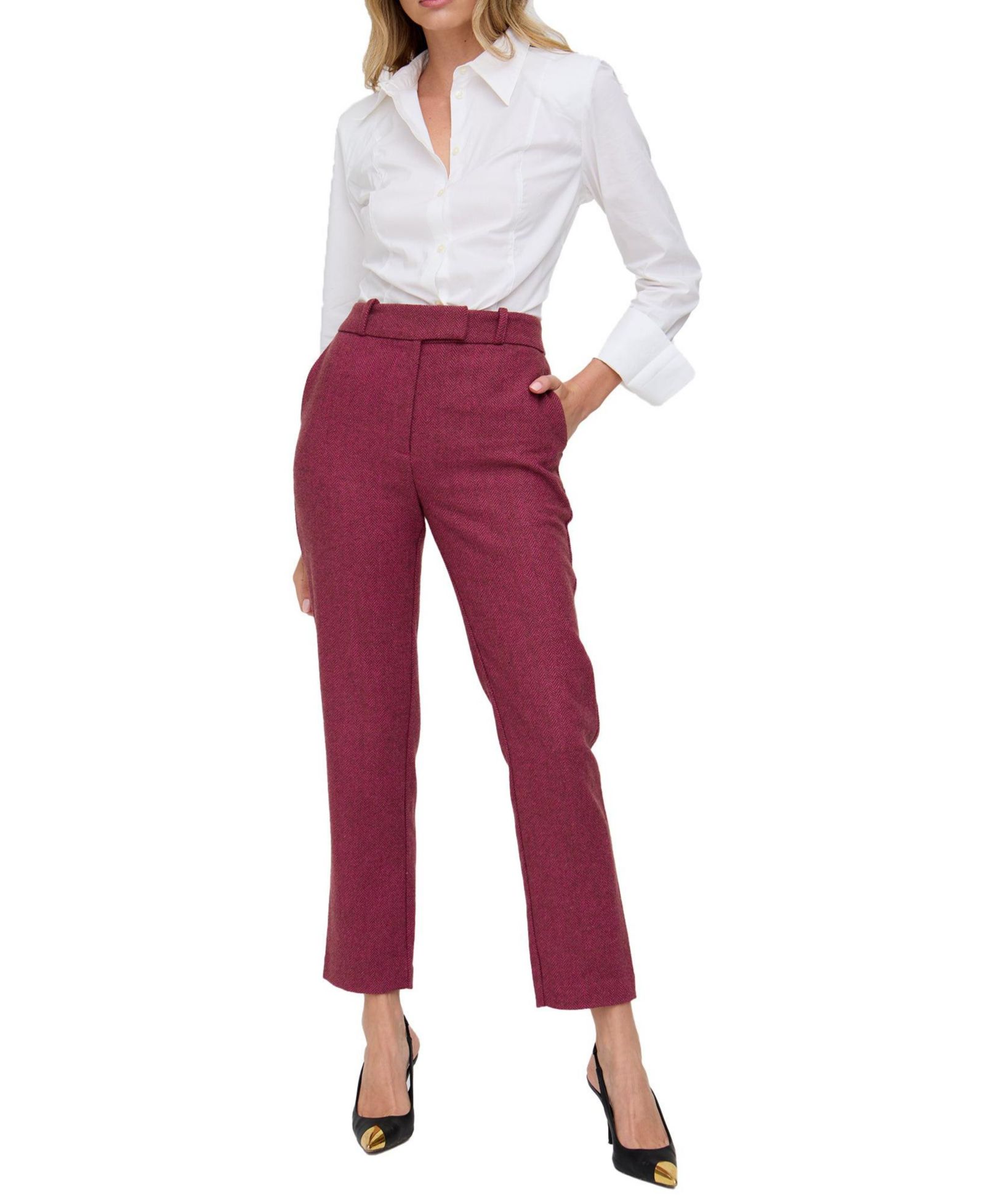 Lily and Lionel London Women's Pandora Tapered Herringbone Print Trouser