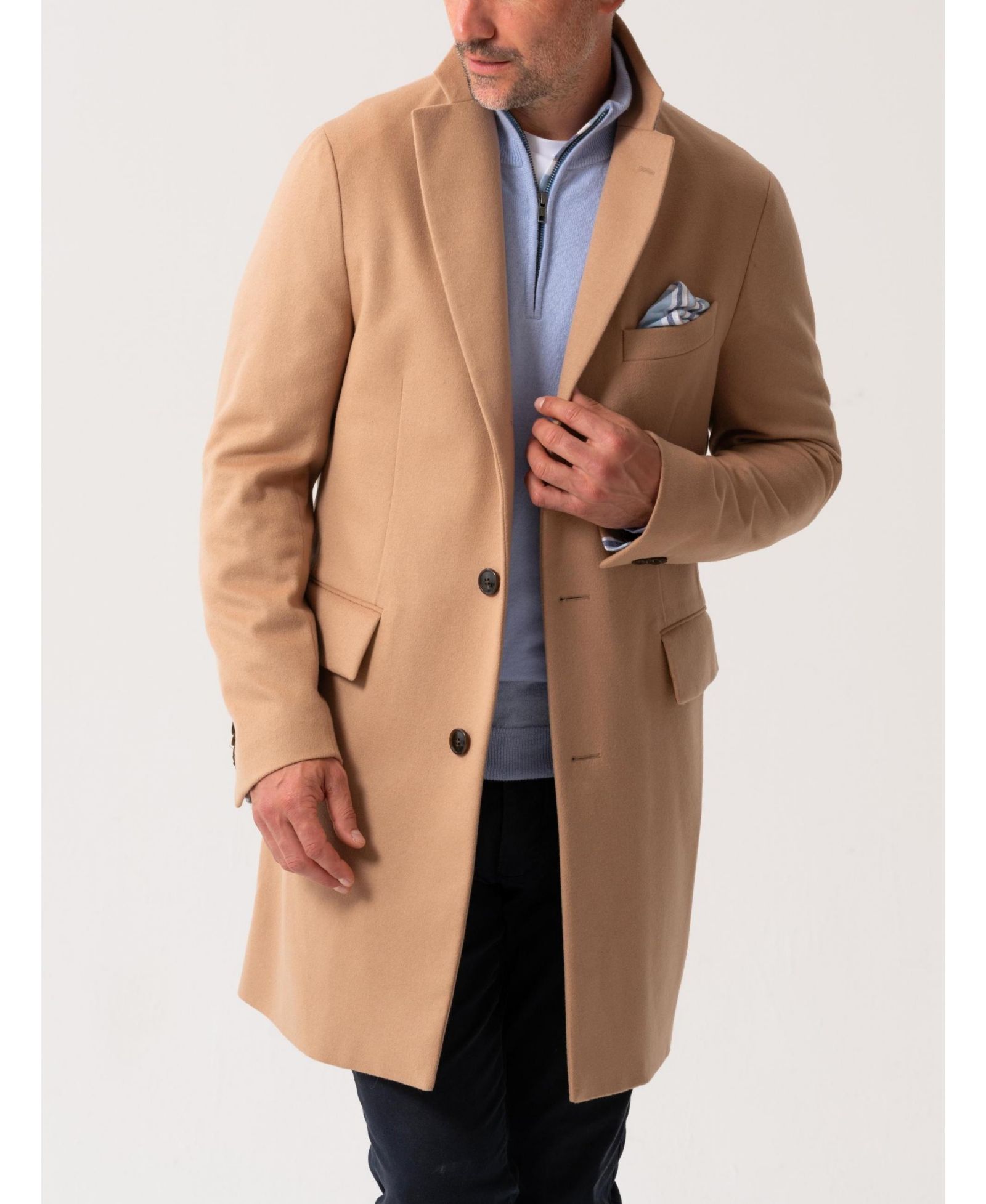 Koy Clothing Men's Long Sleeve Wool Collared Coat