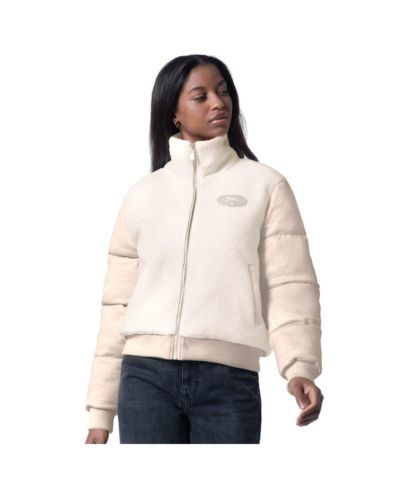 G-III 4Her by Carl Banks Women's Cream San Francisco 49ers Cheerleader Sherpa Full-Zip Jacket