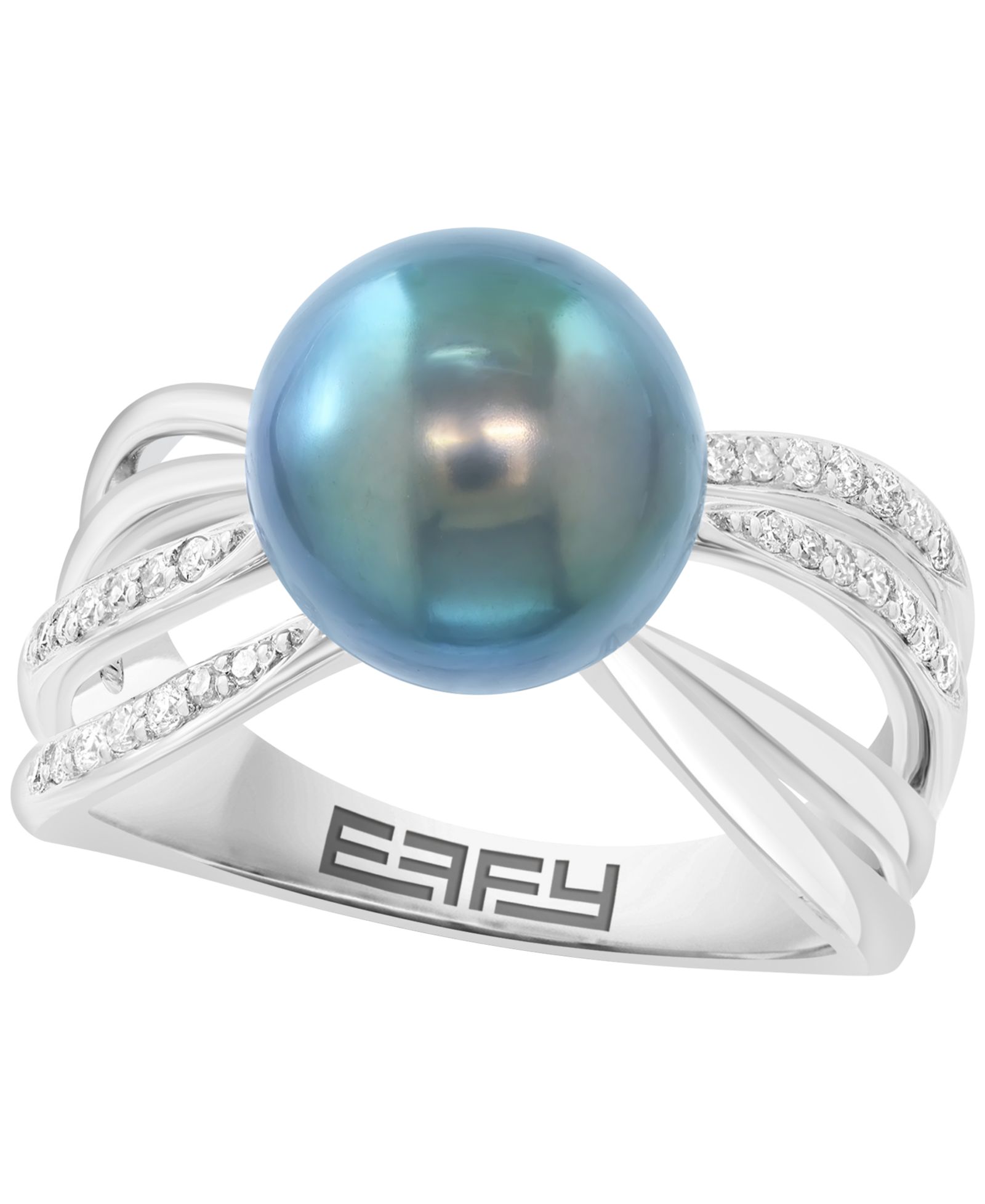 EFFY Collection Tahitian Pearl (10-11mm) and Diamond Ring (1/6 ct. t.w.) in Sterling Silver