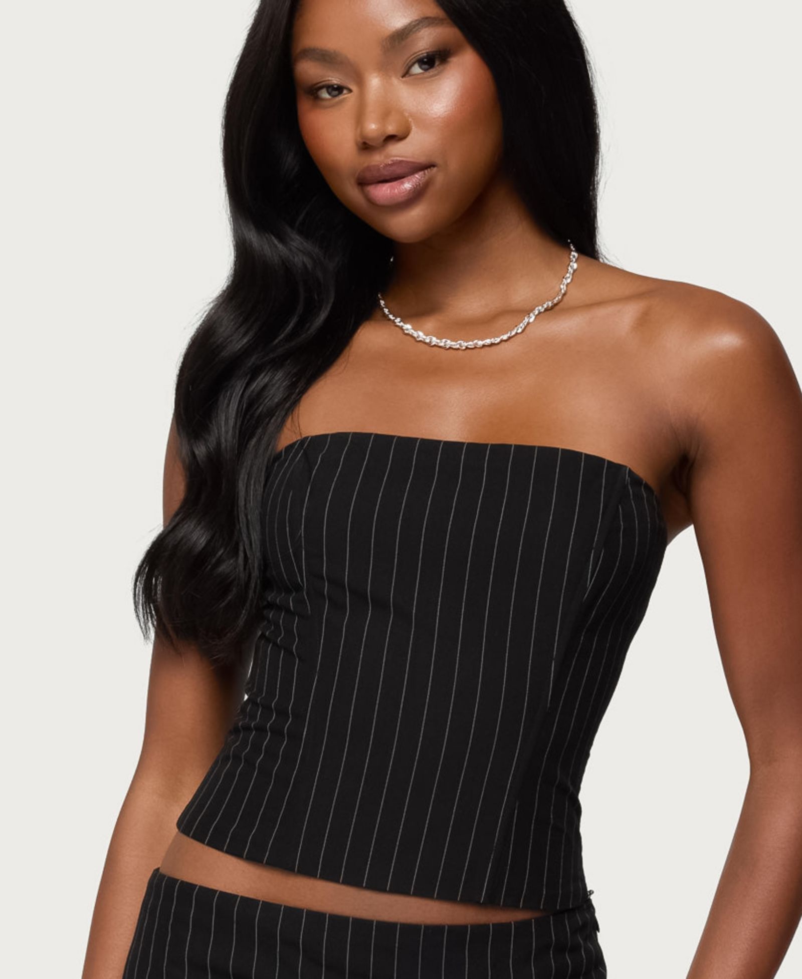 Женский корсет Edikted Maeve Pinstripe Strapless