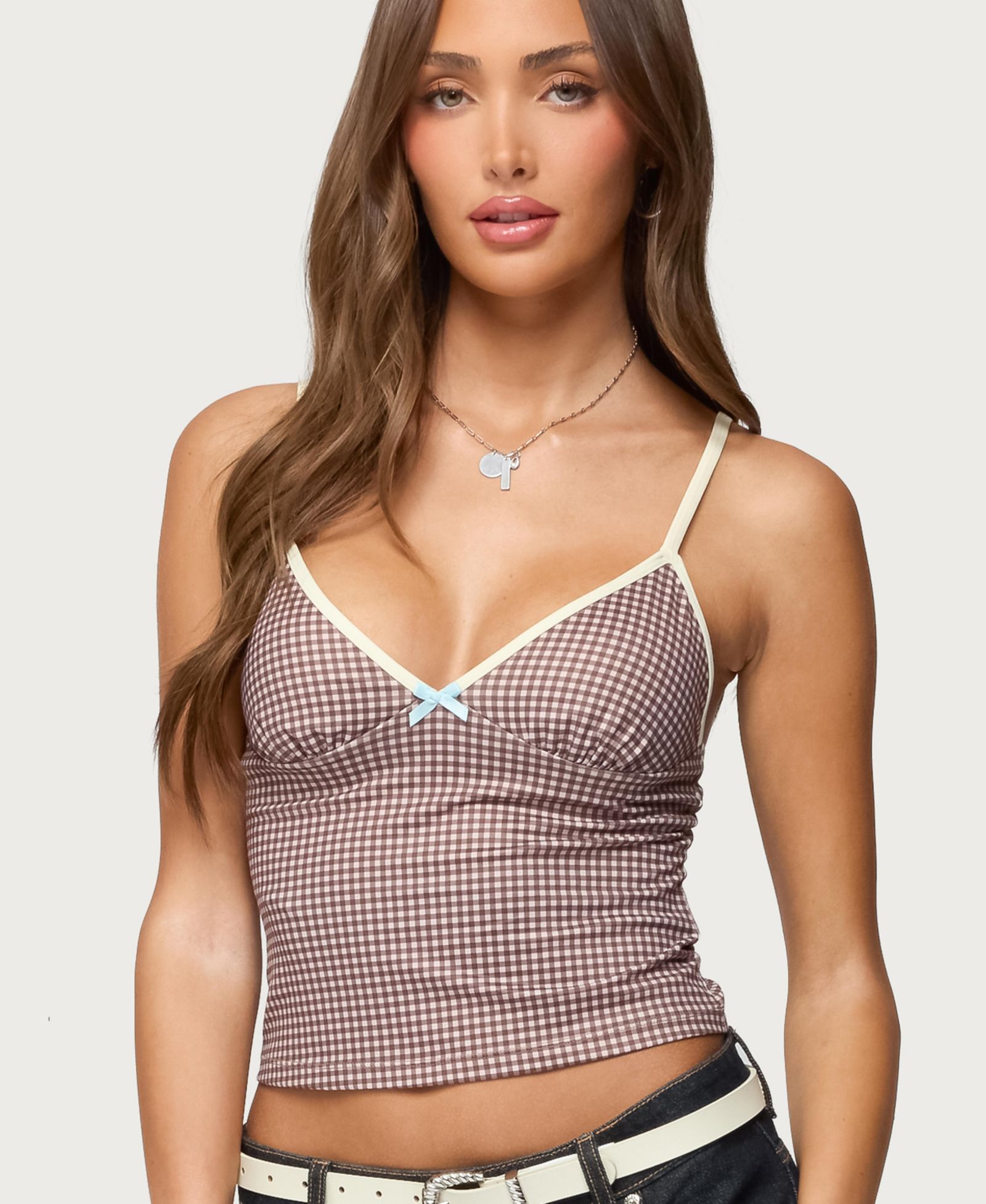Edikted Women's Bettie Contrast Gingham Tank Top