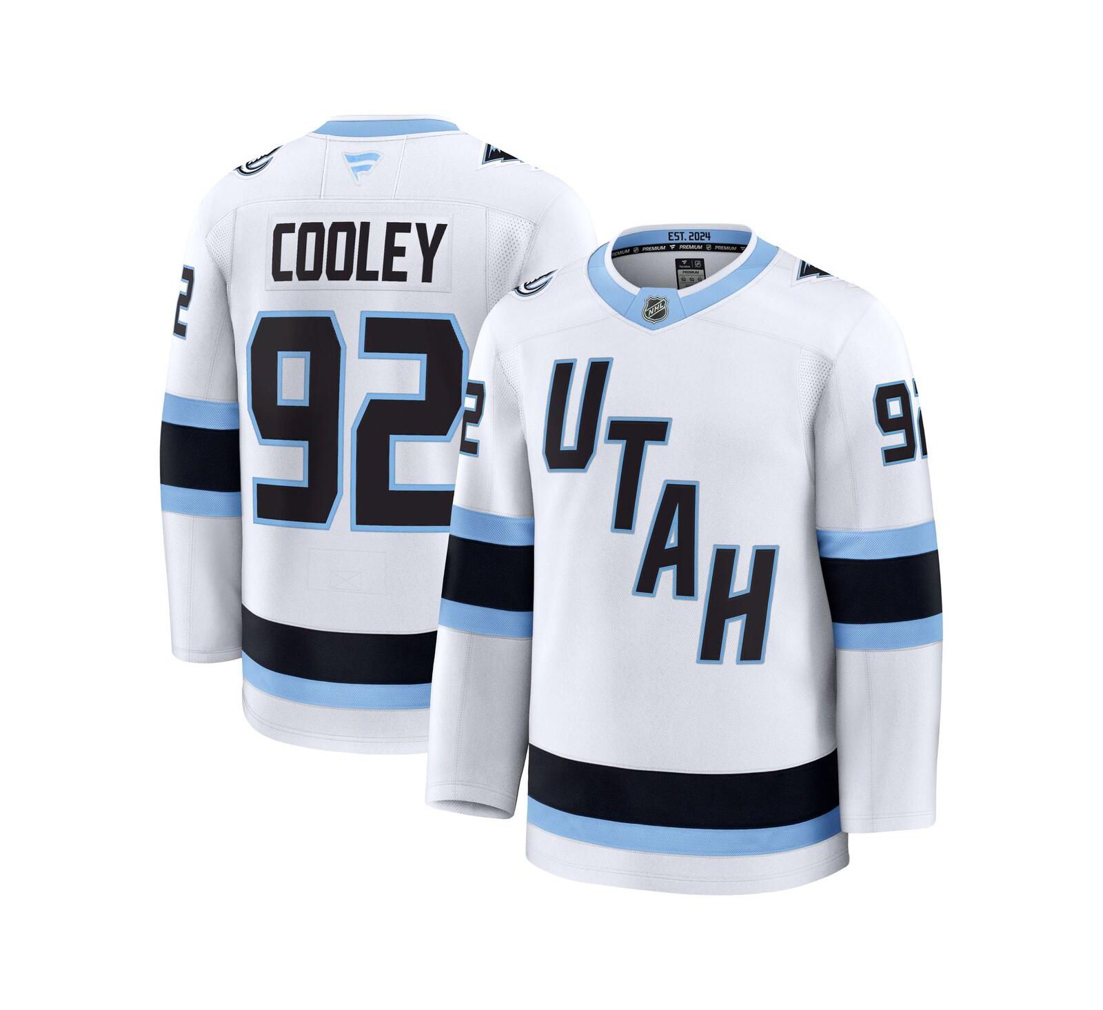 Мужская джерси Fanatics Logan Cooley White Utah Mammoth Away Premium Player