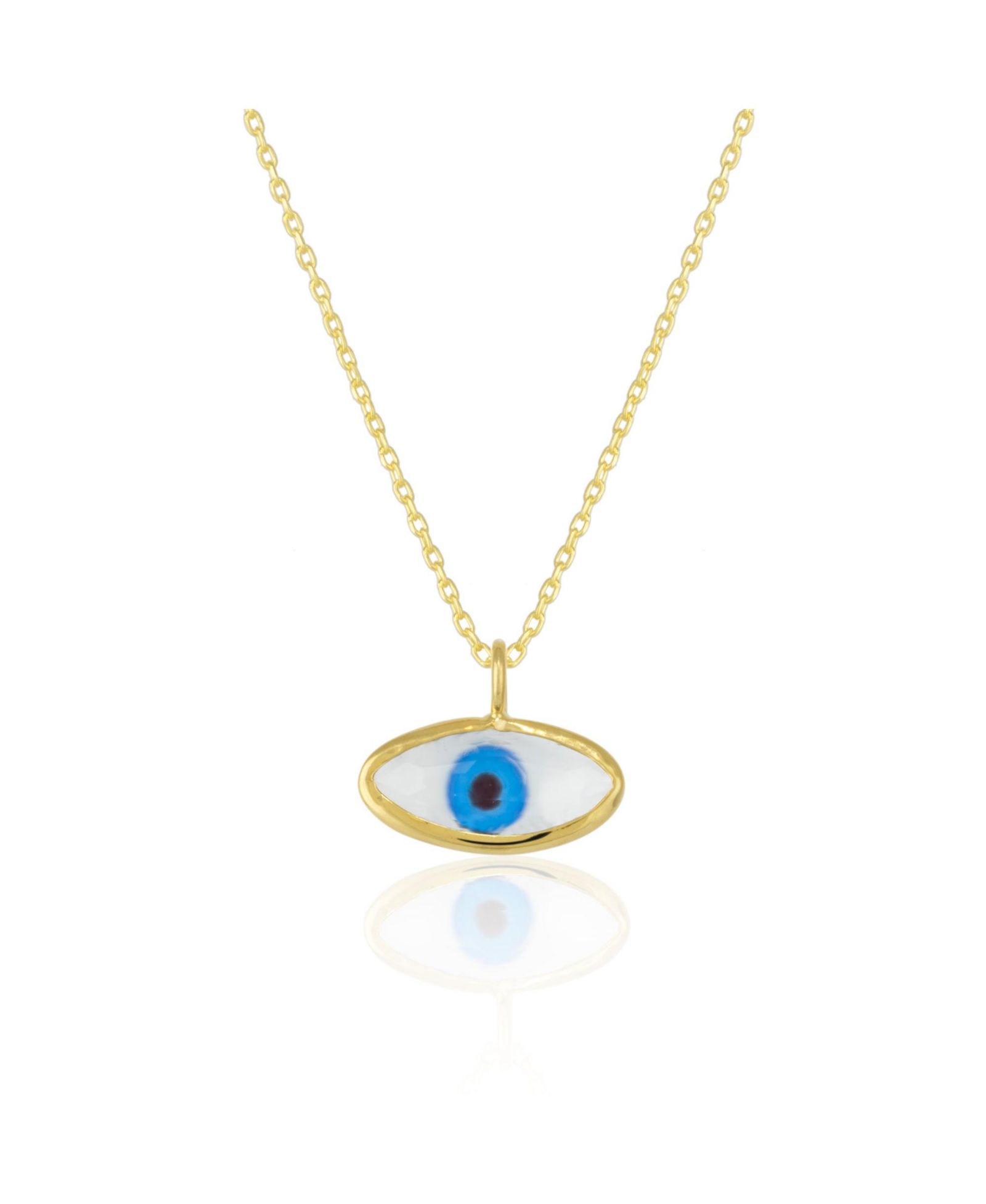 Transparent Glass Evil Eye Sterling Necklace