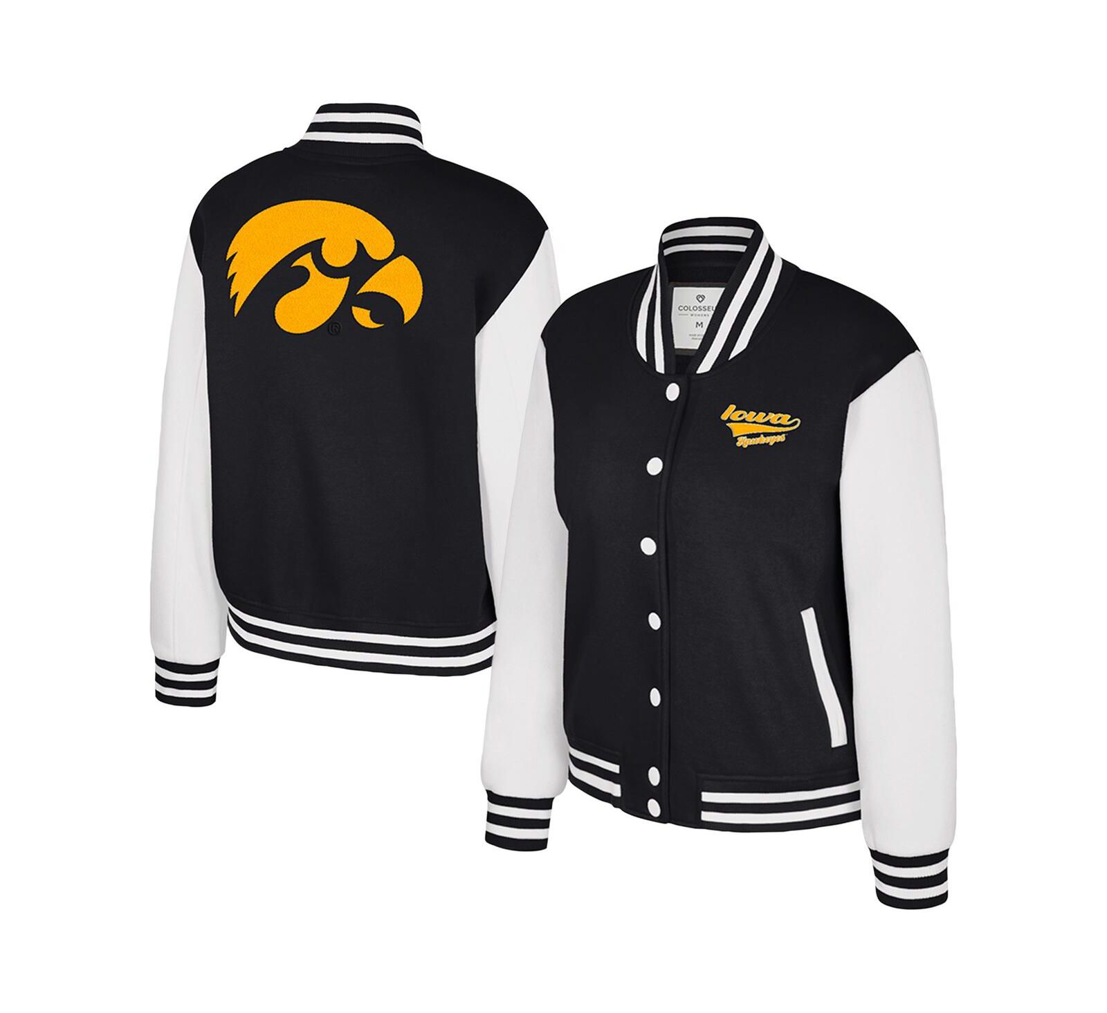 Colosseum Women's Black Iowa Hawkeyes French Baguette Full snap Fleece Jacket