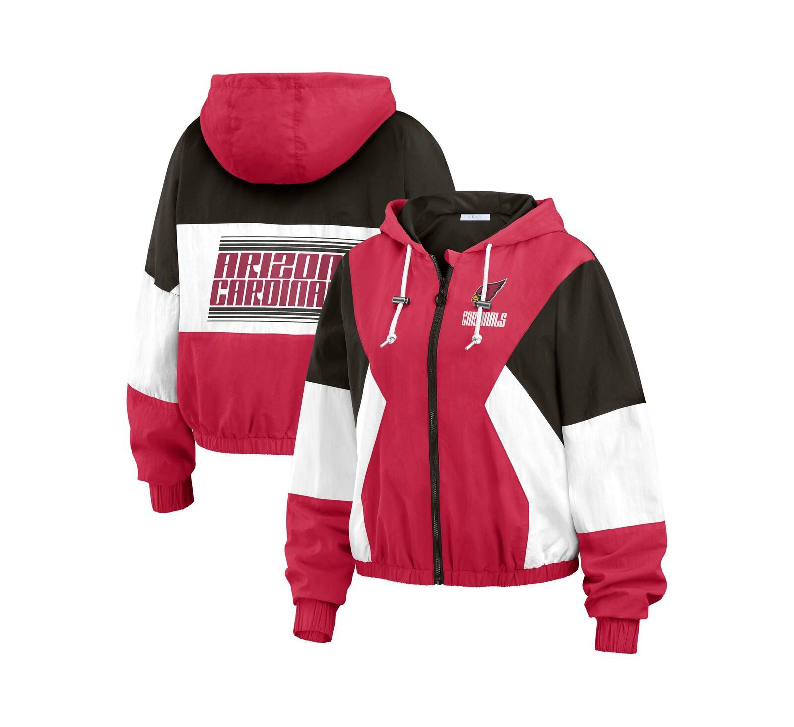 WEAR by Erin Andrews Women's Cardinal Arizona Cardinals Color Block Full-Zip Windbreaker Jacket