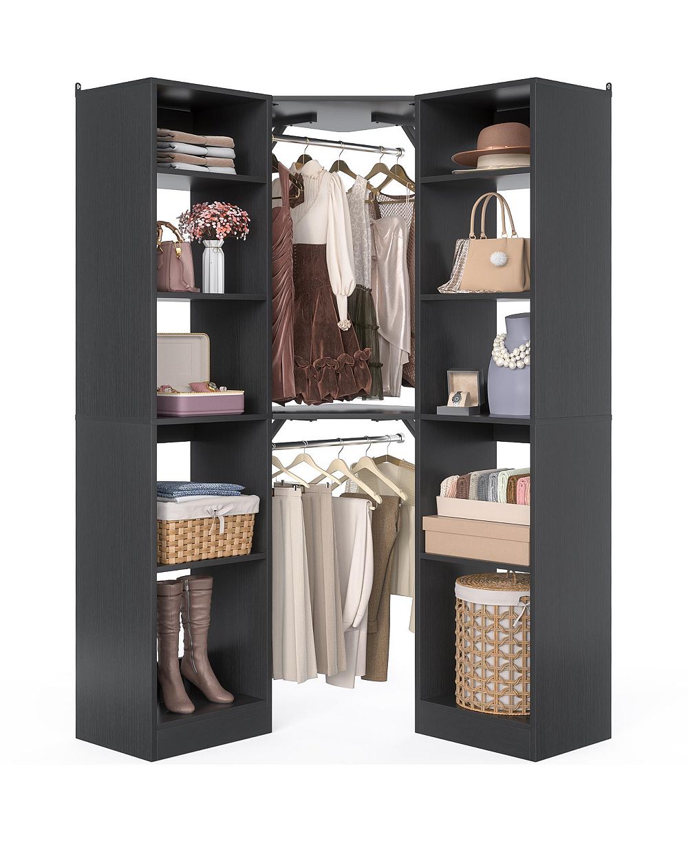 Aheaplus Система организации шкафа углового 40'' с 12 полками, 6-Tier Walk-in Corner Closet System с 2 штангами