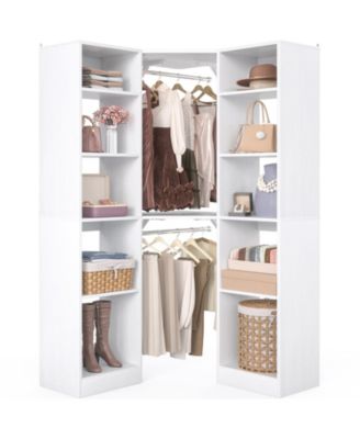 Aheaplus 40'' Large Corner Closet Organizer System with 12 Shelves, 6 Tier Walk-in Corner Closet System with 2 Hanging Rods
