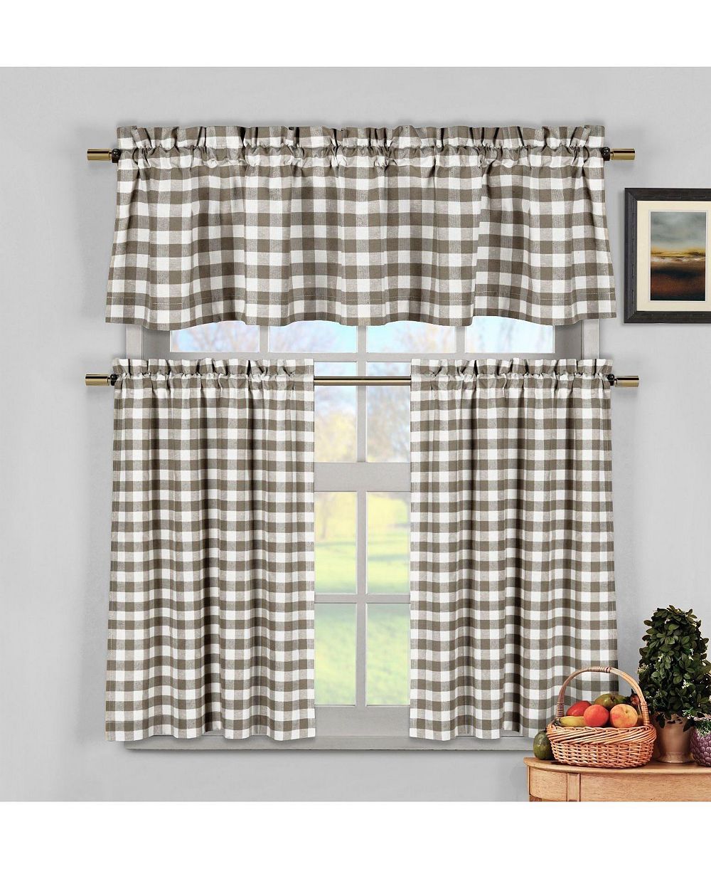 Комплект кухонных штор Kate Aurora Complete 3 Piece Country Farmhouse Plaid