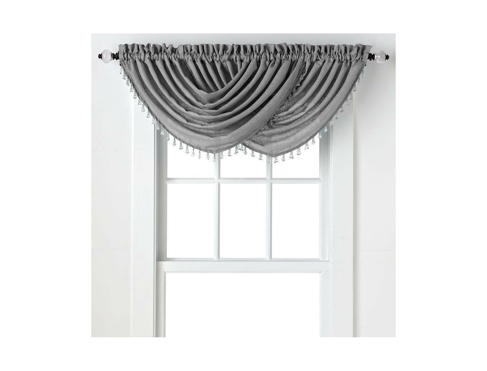 Комплект занавесок GoodGram 2-Pack: Beaded Emerald Crepe Waterfall Valances, Pumpkin Spice/Terracotta