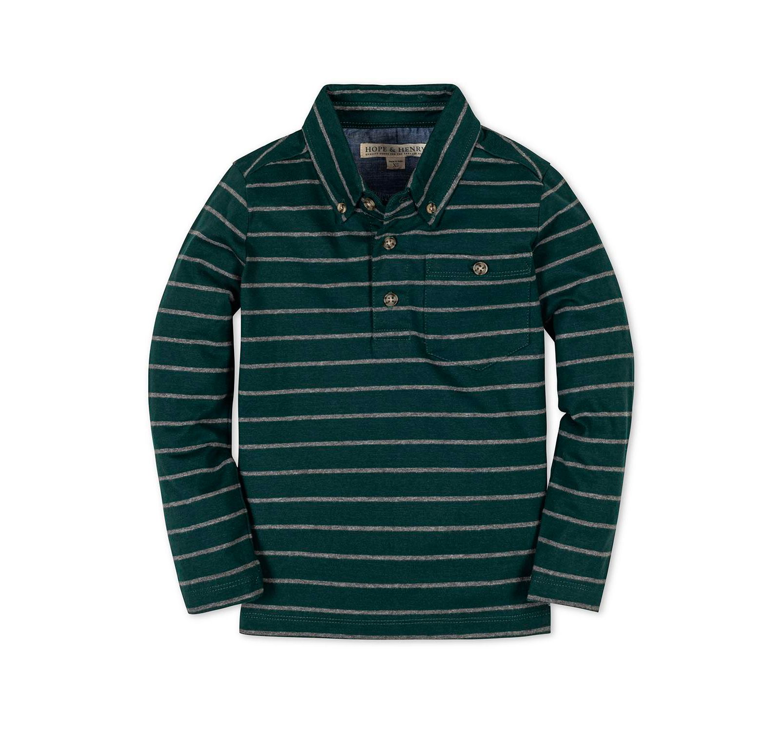 Hope & Henry Hope and Henry Little and Big Boys' Organic Long Sleeve Jersey Knit Polo Shirt