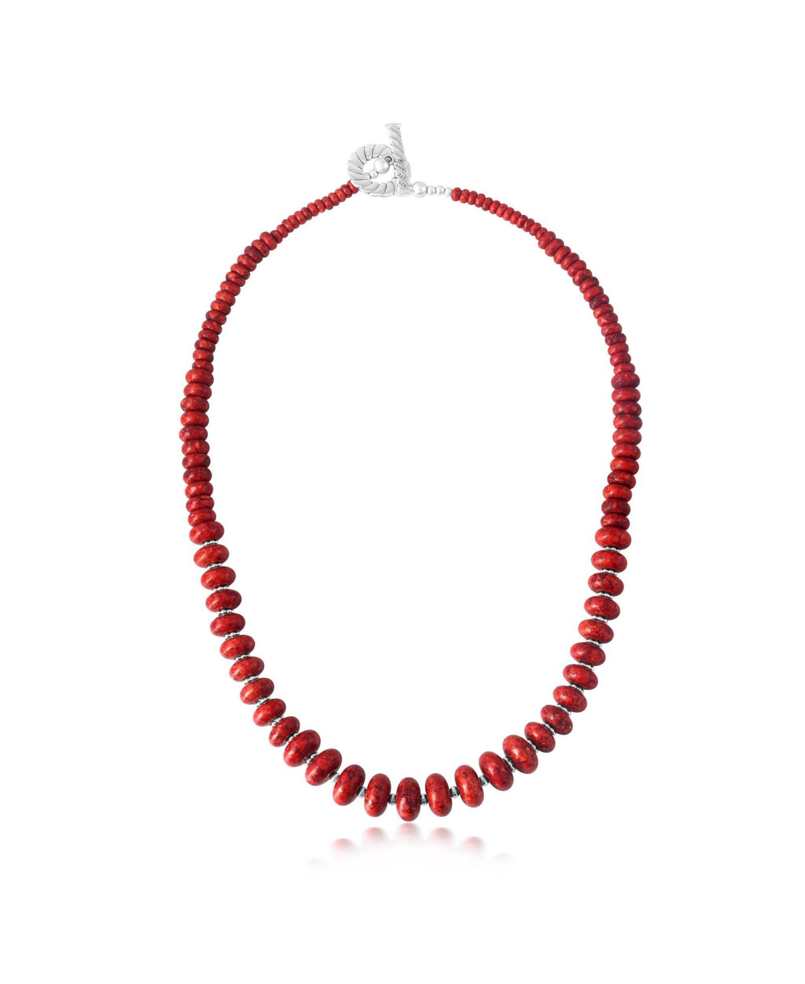 American West Jewelry Sterling Coral Bead Toggle ожерелье