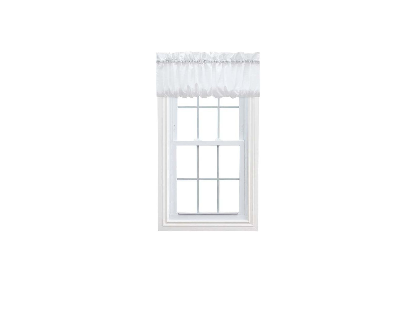 Ellis Stacey 1.5" Rod Pocket High Quality Fabric Solid Color Window Balloon Valance 60"x15" White