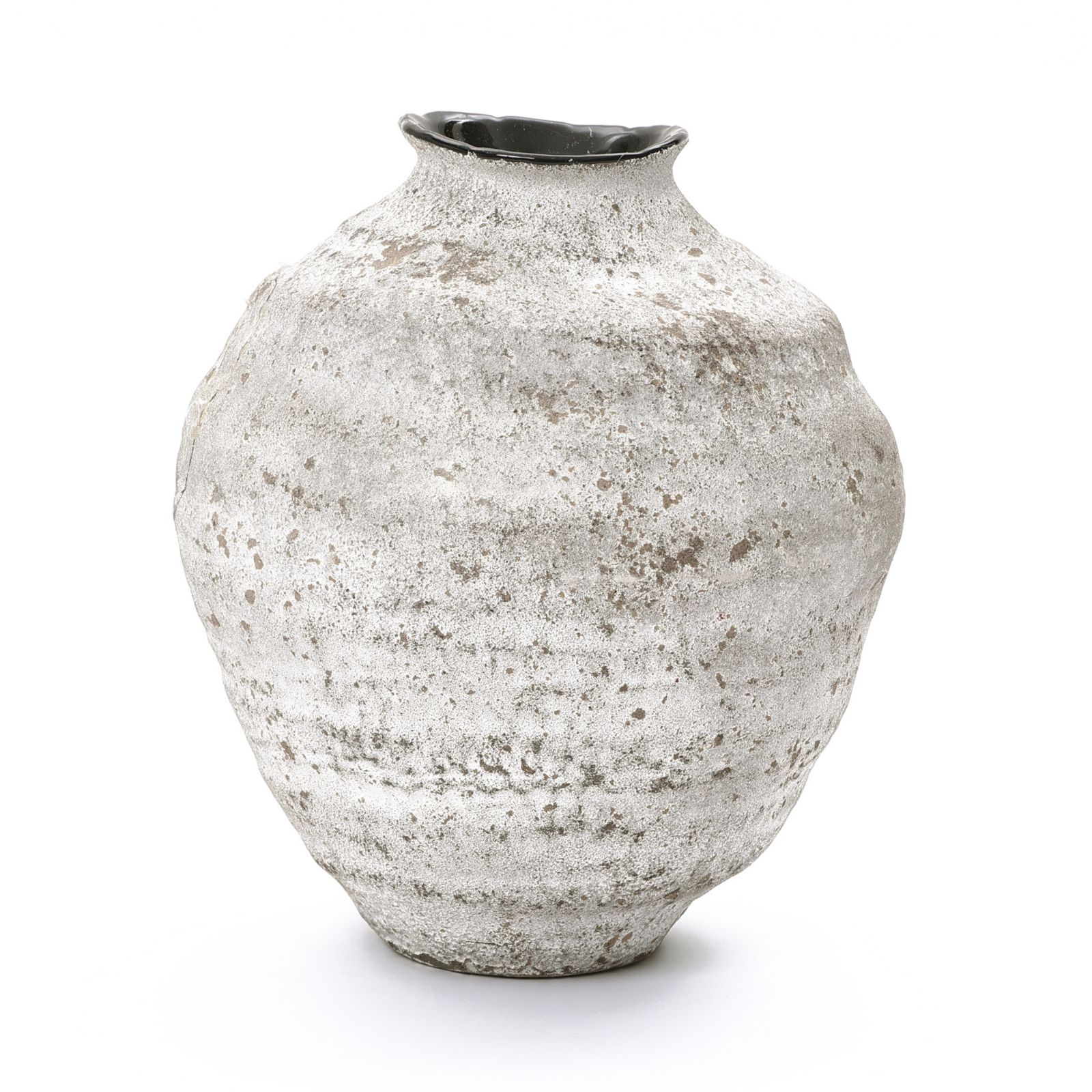 LuxenHome 11.54" Rustic Gray Round Ceramic Vase, Textured Accent for Home Decor