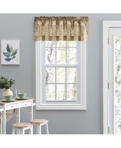 Ellis Curtain Lexington Leaf Pattern on Colored Ground Tailored Valance