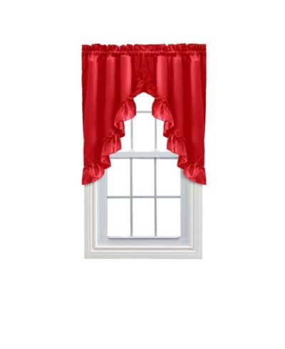 Ellis Curtain Stacey 1.5" Rod Pocket High Quality Fabric Solid Color Window Ruffled Swag Curtain