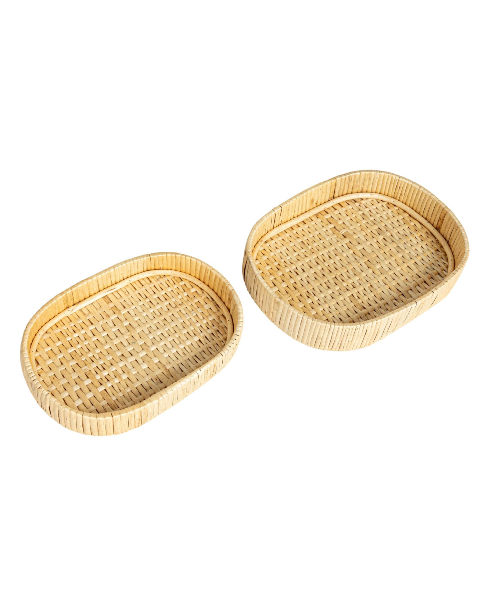 Набор из 2 овальных плетеных подносов Household Essentials из ивовой лозы, натуральный