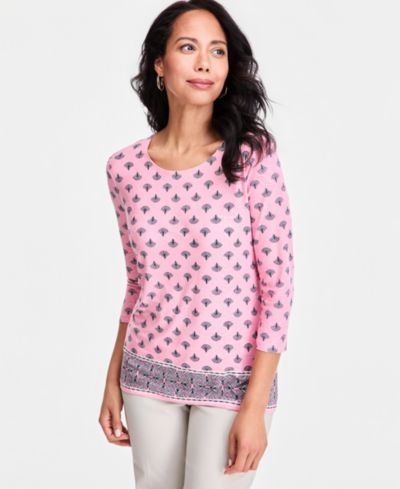 JM Collection Petite Relaxed-Fit Crewneck Top, Macy's Exclusive