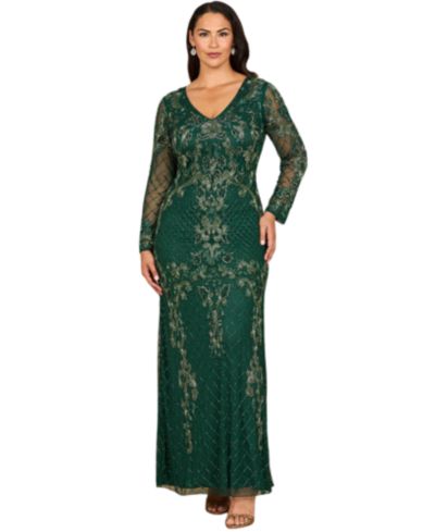 Lara Women's Long Sleeve Contrast Beaded Gown