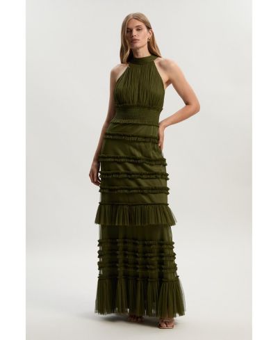 Женское платье Karen Millen Tulle Layered Halter Neck Maxi