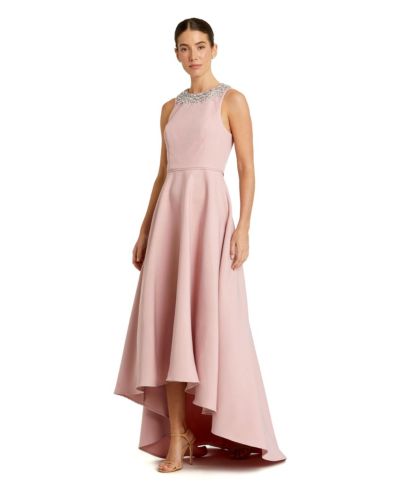 Mac Duggal Women's Crepe Embellished Neck High Low Gown