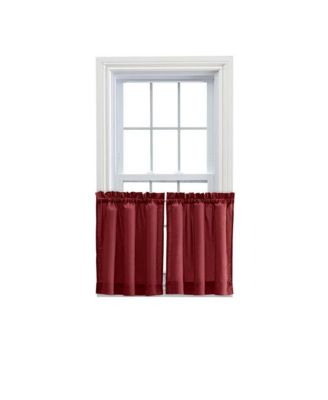 Шторы Ellis Stacey 1.5" Rod Pocket High Quality Fabric Solid Color Window Tailored Tier Pair Merlot