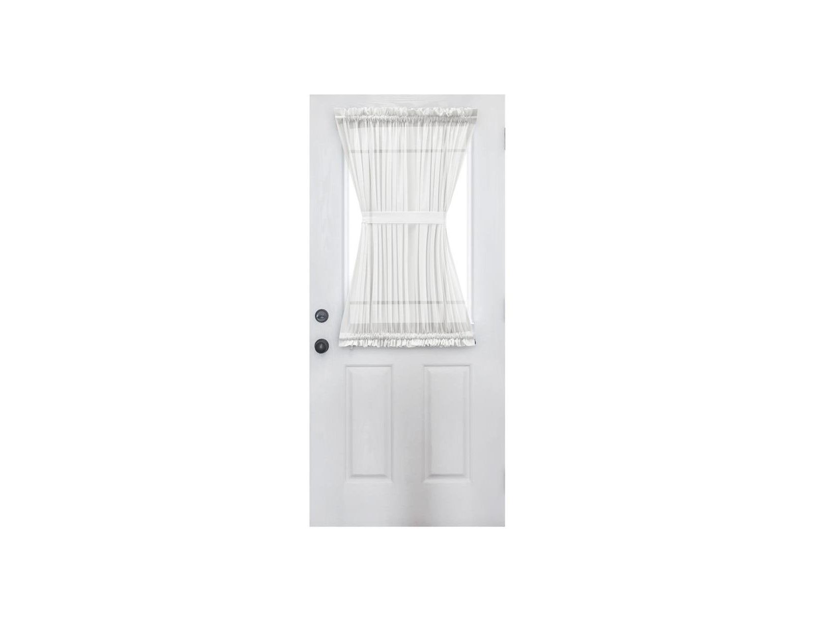Ellis Curtain Shadow Stripe 1.5" Rod Pocket Semi Sheer Door Curtain Panel White