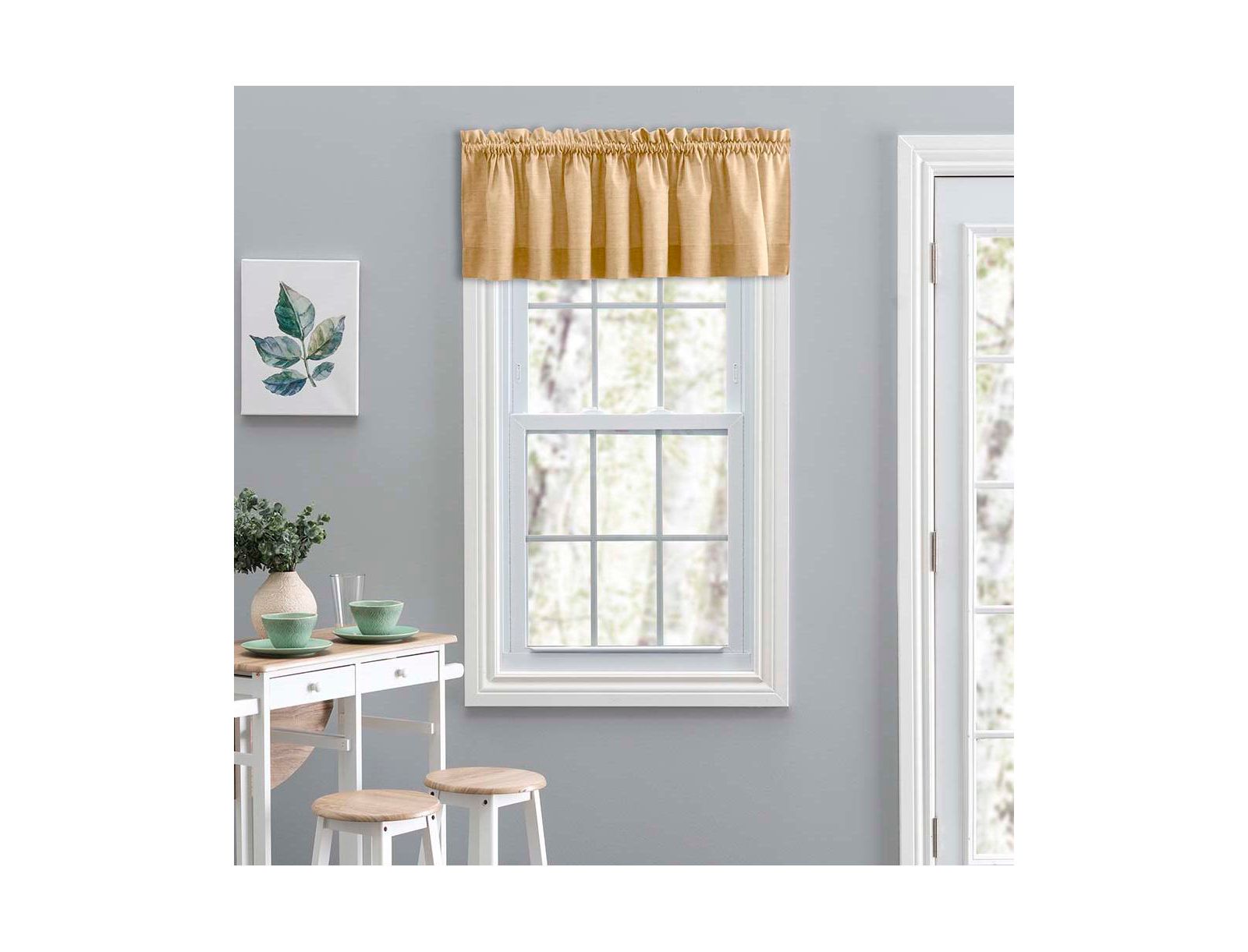 Ellis Curtain Lisa Solid Color Poly Cotton Duck Fabric Tailored Valance 58" x 15" Butter