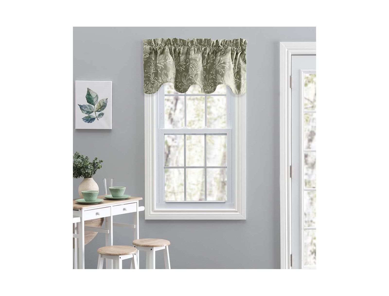 Занавеска Ellis Curtain Lexington Leaf Pattern on Colored Ground Scallop Valance
