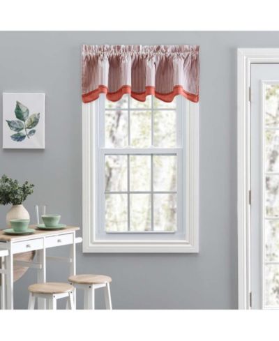 Ellis Curtain Plaza классическая занавеска в полоску с карманом для штанги 58" x 15" Brick